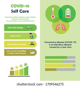 covid19 infographics with self care vector illustration design