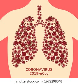 Covid-19, isolated human lungs with image of virus. Vector Illustration.