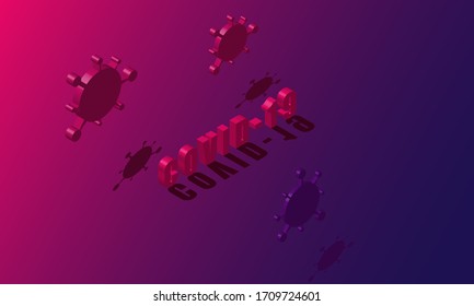Covid19 isometric or Corona virus warning vector design