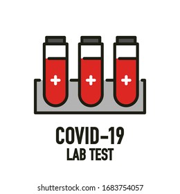 Covid-19 lab test icon design concept. Novel Coronavirus (2019-nCoV). World Health organization WHO introduced new official name for Coronavirus disease named COVID-19. Vector illustration.