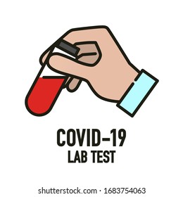 Covid-19 Labor Test Icon Design Konzept.Novel Coronavirus (2019-nCoV).  Die Weltgesundheitsorganisation WHO führte den neuen offiziellen Namen für die Coronavirus-Krankheit mit dem Namen COVID-19 ein. Vektorillustration.