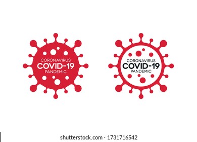 Covid-19 lettering filled and outlined badges. Red ink Novel Coronavirus pandemic icons.
