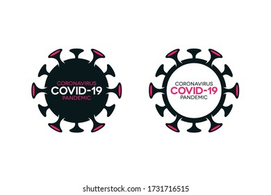 Covid-19 lettering icons set on white background. Novel Coronavirus filled and outlined symbols.