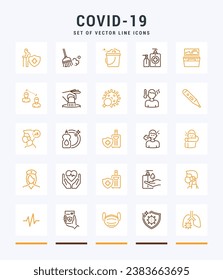 Covid-19 line icons. Trendy stroke signs for website, apps and UI. Premium set of line icons. Outline isolated signs.