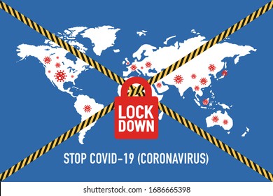 Covid-19 lockdown for quarantine concept. Protect yourself and help prevent spreading the virus to others. Novel Coronavirus (2019-nCoV).Vector illustration.