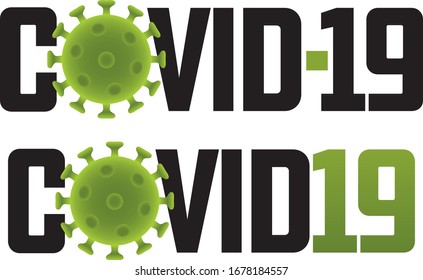 Covid-19 logo illustration with virus molecule
Set of two different Covid-19 vector graphics or badges showing molecular structure.