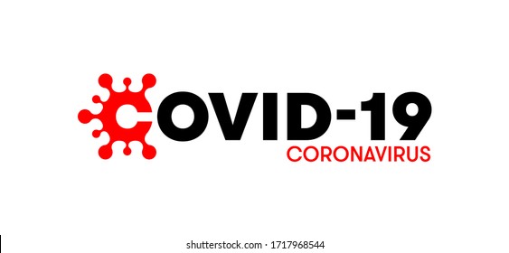 COVID-19 logo for infographics. Coronavirus disease illustration. Creative typography design for blogs and press conferences. Unified visual appearance for pandemic communication.