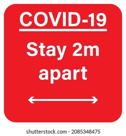 covid-19 die sichere Distanz distanzierendes soziales Unterrichtssignal 2 Meter Vektorbild USA oder UK 2022? Aufenthalt 2 m Abstand