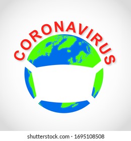 The covid-19. Map of coronavirus pandemic. Planet Earth in a medical mask. Worldmap illustration. Vector illustration.
