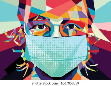 Covid-19  mask colorful vector illustration.