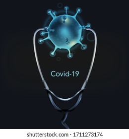 Covid-19 Microscopic Virus Image on black ground