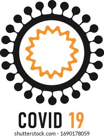 Covid19 molecule structure corona virus pandemic spreading gold and black icon vector illustraion