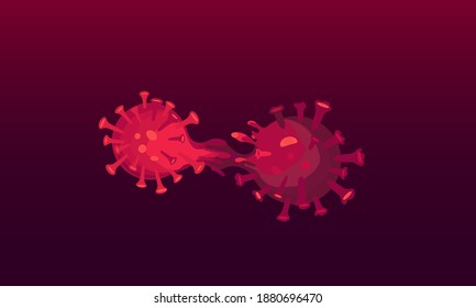 Covid-19-Mutation. Neue Variante des Coronavirus. Veränderung der genetischen Struktur zu neuen Stämmen. VUI-202012 benannt. Vektorgrafik des Prozesses mit dem Spitzprotein. 