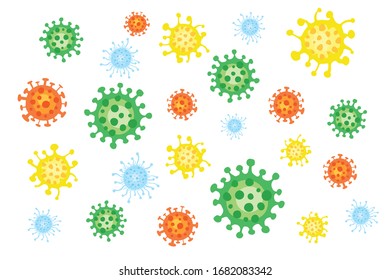 COVID-19 (novel coronavirus), Coronavirus Bacteria Cell, 2019-nCoV Novel Coronavirus Bacteria. 4 Kinds Virus.
