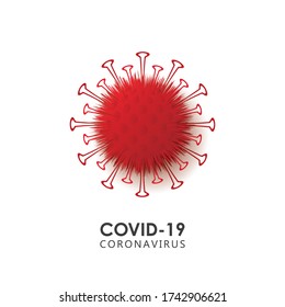 Covid-19 Novel Coronavirus Bacteria. Dangerous virus cell vector illustration. Abstract Illustration in Red Tints on White Background. Logo, symbol & how to prevent. White Background.
