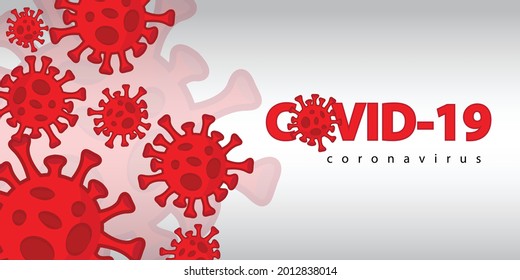 Covid-19 novel coronavirus banner with microscopic viruses