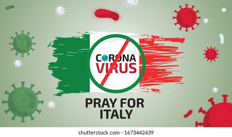 Covid-19. Novel coronavirus COVID-19 outbreak in Italy. Epidemic alert. Stop Wuhan coronavirus 2019-nCov in Italy. Vector illustration isolated on white background.
