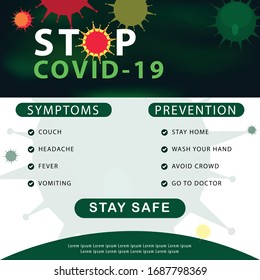 COVID-19 or Novel Coronavirus Social Media Awareness Banner vector eps 10