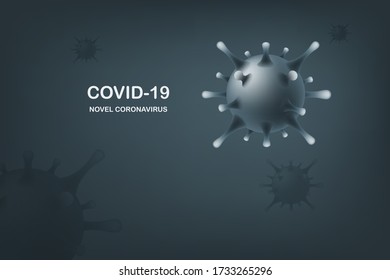 COVID-19 or Novel Coronavirus vector on blue grey color background.