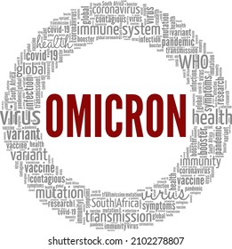 Covid-19 Omicron Variant conceptual vector illustration word cloud isolated on white background.