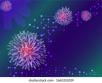 COVID-19 on black background.Contagion and propagation of a disease,vector illustration.