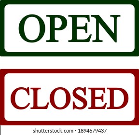 Covid-19 Outbreak. Temporarily Self Isolation for Store, Cafe, Restaurant. Open and Closed Label Isolated on White Background. Vector Illustration