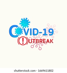 Covid-19 outbreak typographic design. Vector illustration concept outline flat design style.
