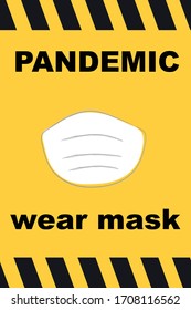 Covid-19 pandemic area poster, corona virus pandemic situation, vector illustration
