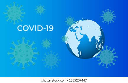 COVID-19 Pandemic concept. Coronavirus 2019-nCoV virus attack on Earth globe. Vector illustration