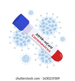 COVID-19. Pandemic. Coronavirus in China. Global epidemic of 2019-nCov.  Medical test for coronavirus. Chinese virus outbreak. Vaccine. Isolated vector illustration.