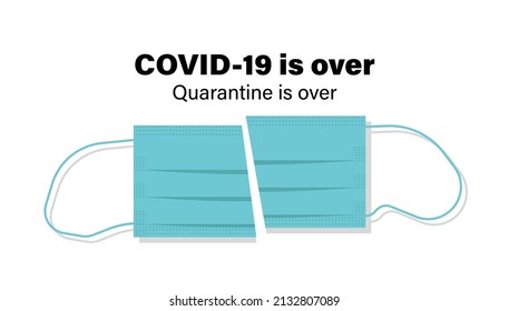 Covid-19 and pandemic is over coronavirus quarantine ending flat vector illustration.