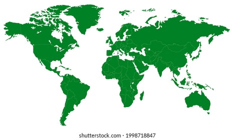 Covid-19 Pandemic. Planet in Green Zone, Free for Travelling Concept. Globe Map in Green Detailed Design. Vector Illustration