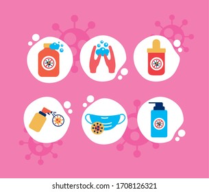 covid19 pandemic poster with prevention methods vector illustration design