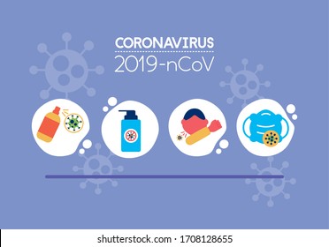 covid19 pandemic poster with prevention methods vector illustration design