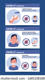 covid19 pandemic prevention methods poster vector illustration design