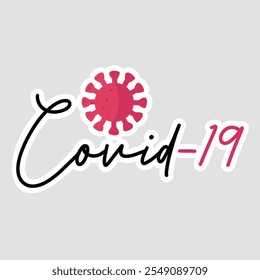 Covid-19 Pandemic Representation with Virus Particle Illustration Sticker