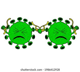 COVID-19 pandemic spread and health care, sadness and depression following the coronavirus concept. Virus vector emoji illustration icon symbol with sad and crying face 