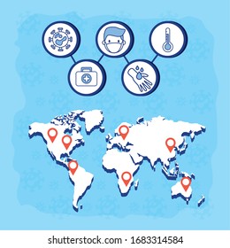 covid19 pandemic statistics with earth planet vector illustration design