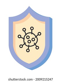 covid19 particle in shield icon