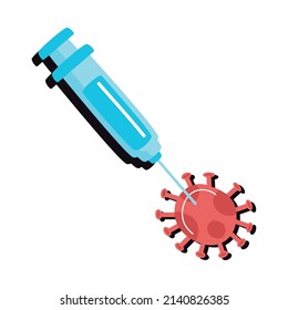 covid19 particle with vaccine icon
