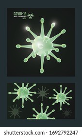 covid19 particles campaign patterns posters vector illustration design