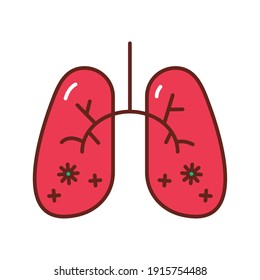 covid19 particles in human lungs flat style icon vector illustration design