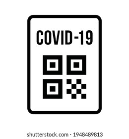 Covid-19 passport or travel health pass with QR Code line art vector icon for medical apps and websites