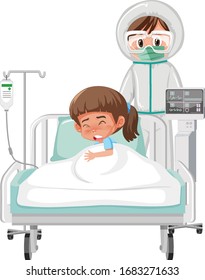 Covid-19 patient at hospital illustration