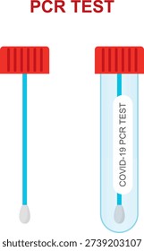 Covid-19 PCR Test Kit. PCR test vector symbols. Swab for Covid antigen test. Isolated vector drawing on white background.