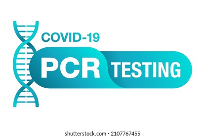 COVID-19 PCR testing badge - polymerase chain reaction - disease prevention and fight against coronavirus pandemic - vector emblem