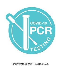 COVID-19 PCR testing icon - polymerase chain reaction - disease prevention and fight against coronavirus pandemic - vector emblem