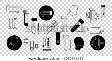 Covid-19 PCR virus test vector line icon. Medical laboratory analysis outline logo. Pictogram web design isolated illustration. DNA lab swab kit.