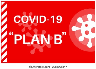 Respuesta de Omicron del Plan B Covid-19 - Ilustración con el logotipo del virus en un fondo rojo.