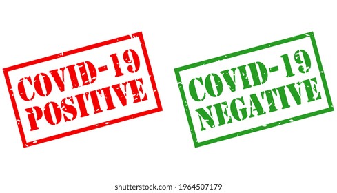 Covid-19 positive and negative stamps, vector illustration on white background